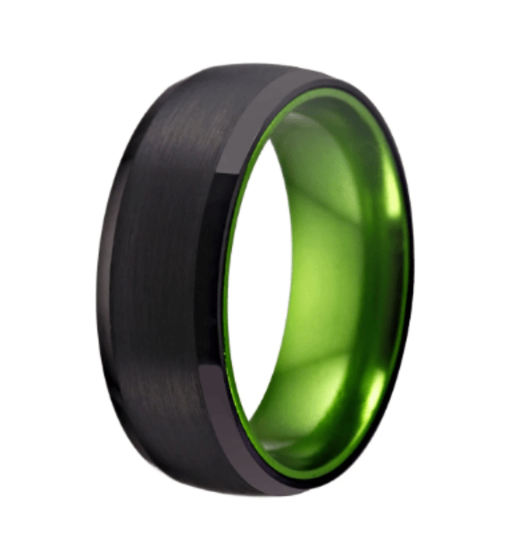 Black and green best sale mens wedding band