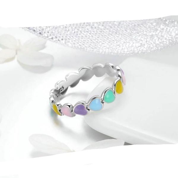 Silver Pastel Heart Ring