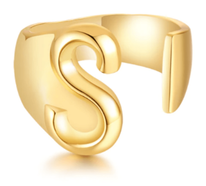 Women Gold Letter  Initial Ring