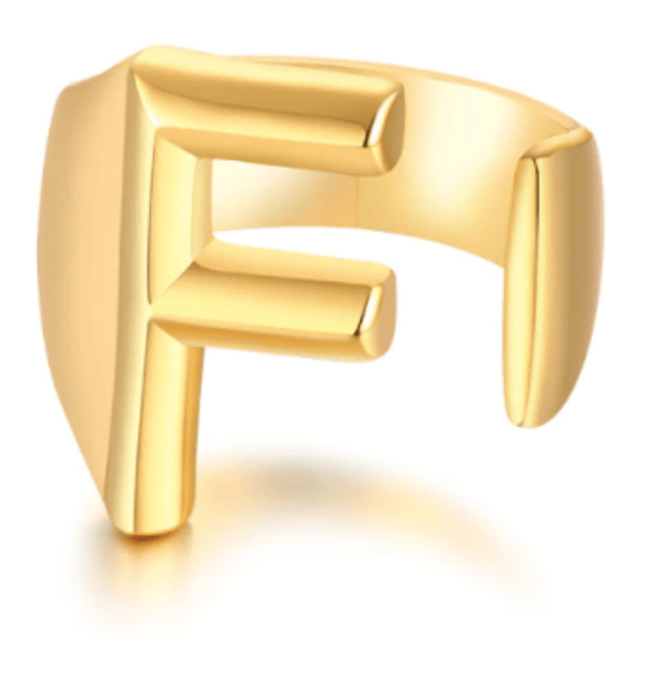 Women Gold Letter  Initial Ring