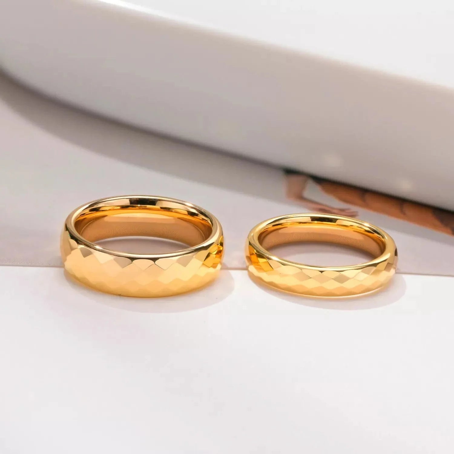 Tungsten Carbide Gold Couple Wedding Ring