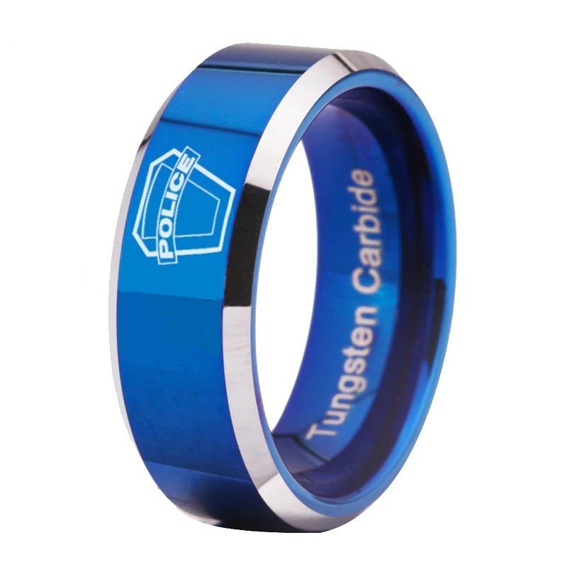 Tungsten Blue Police Ring