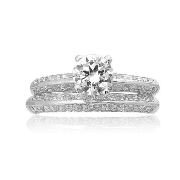 Silver Engagement and Wedding Ring Set