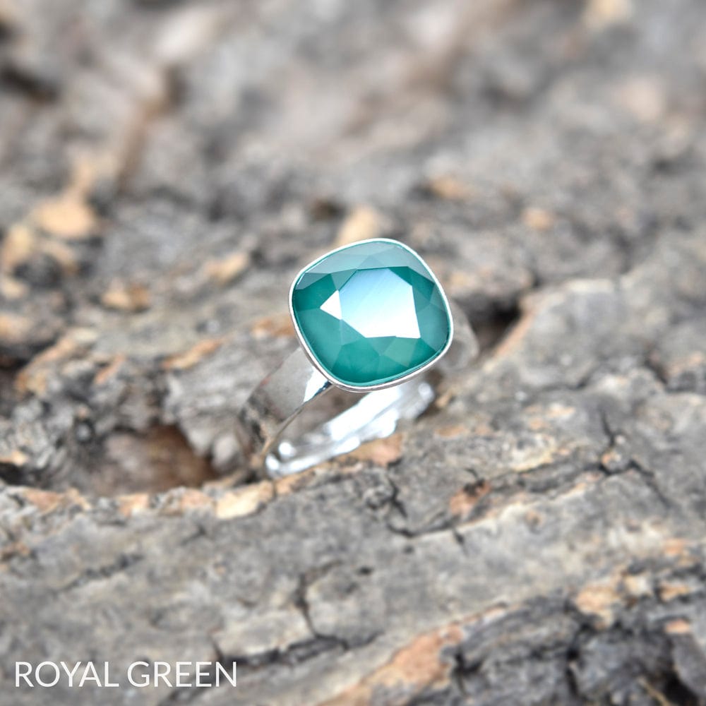 Silver Royal Green Stone ring