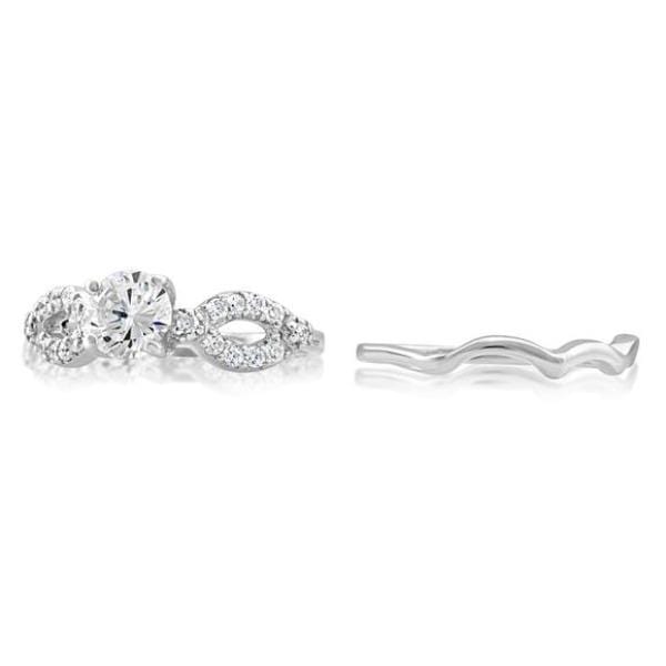 Zirconia Engagement Band Ring Set