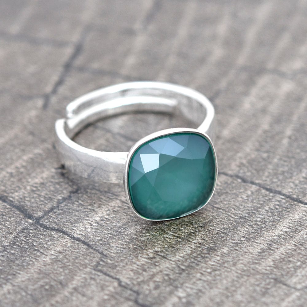 Silver Royal Green Stone ring