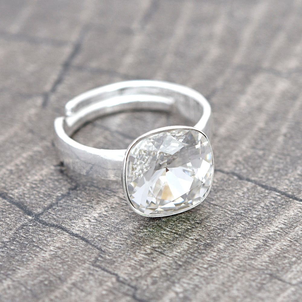 Silver Crystal Stone ring