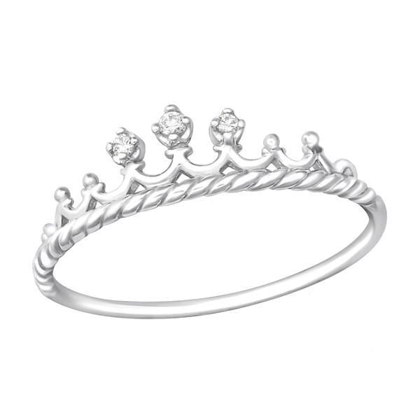 Princess Crown Silver Zirconia Midi Ring