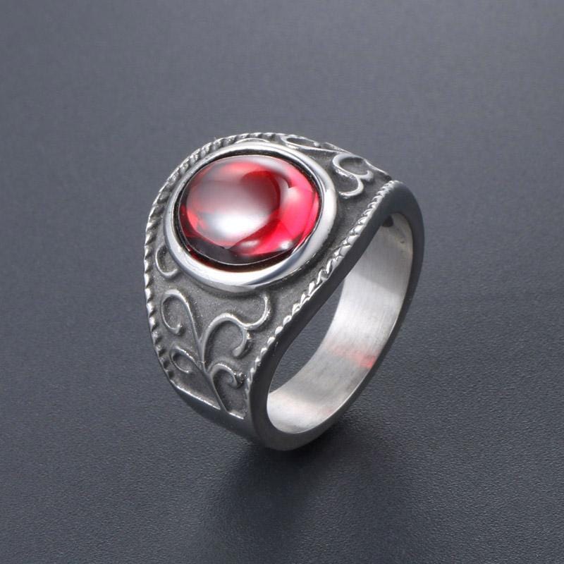 Vintage Red Stone Biker Ring