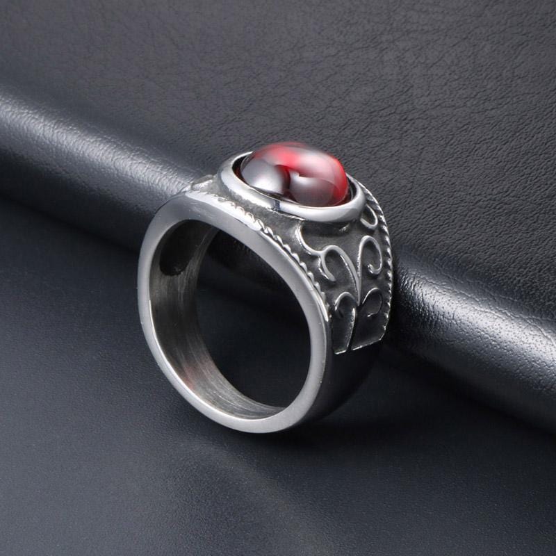 Vintage Red Stone Biker Ring