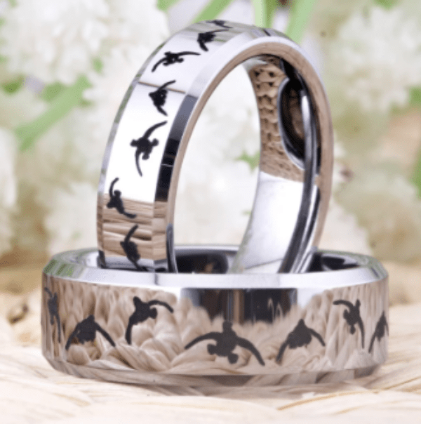Silver Animal Engraved  Ring for Couple