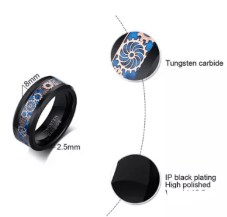 Unique Gear Wheel Tungsten Ring