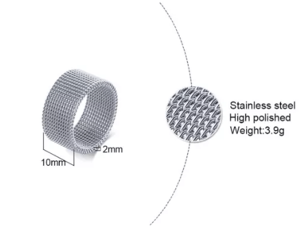 Steel Silver Wedding Bands Mesh Couple Ring