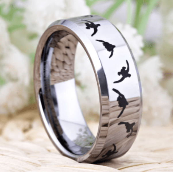 Silver Animal Engraved  Ring for Couple