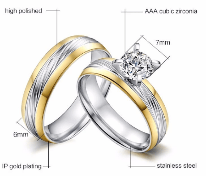 Mens Gold And Silver Solitaire Wedding Ring