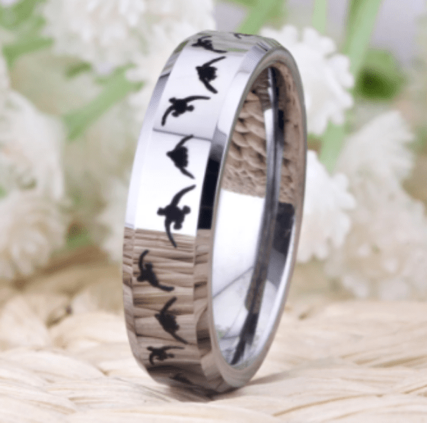 Silver Animal Engraved  Ring for Couple