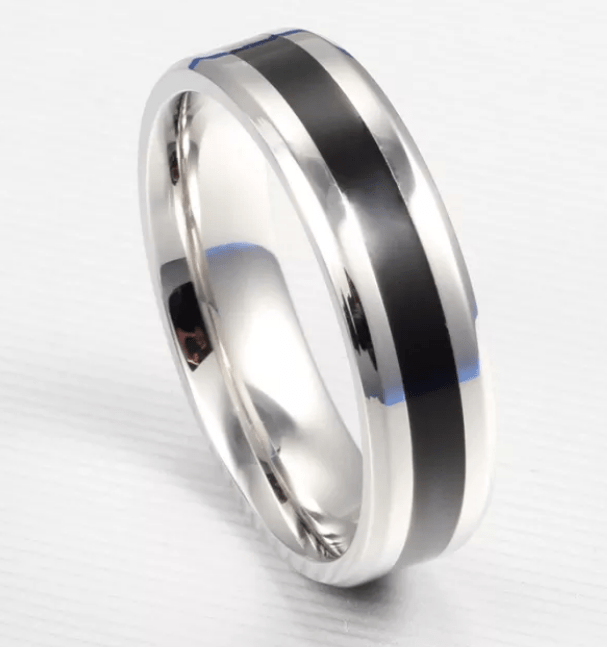 Steel Silver Black  Wedding Engagement Ring for Couple