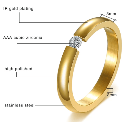 Solitaire Gold Wedding Engagement Ring for Women