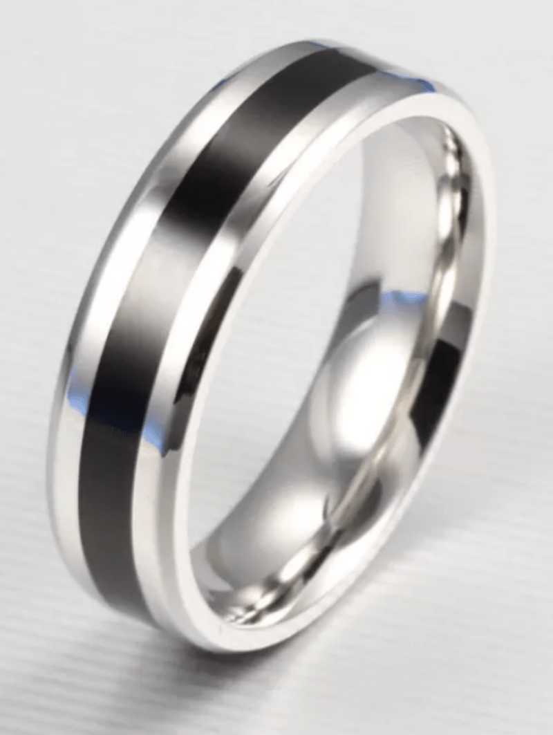 Steel Silver Black  Wedding Engagement Ring for Couple