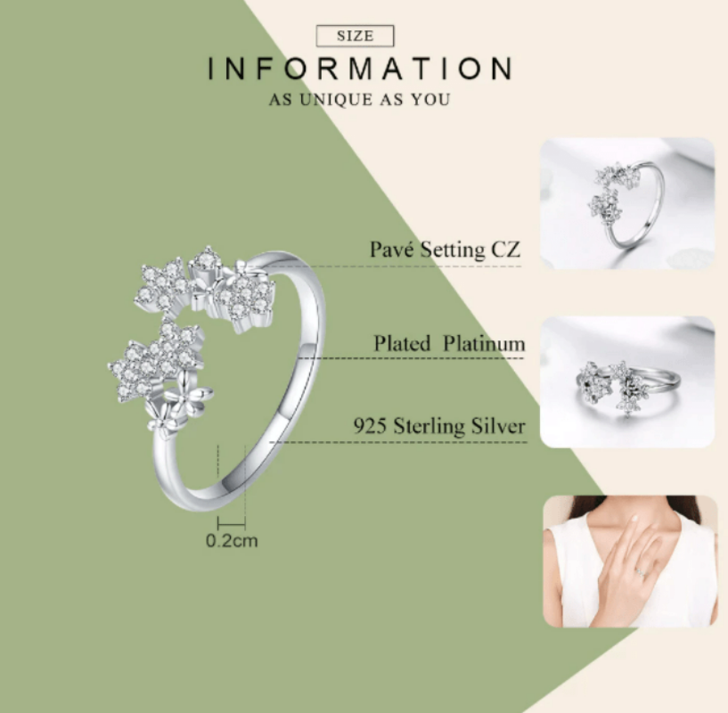 Silver Adjustable Flower Ring
