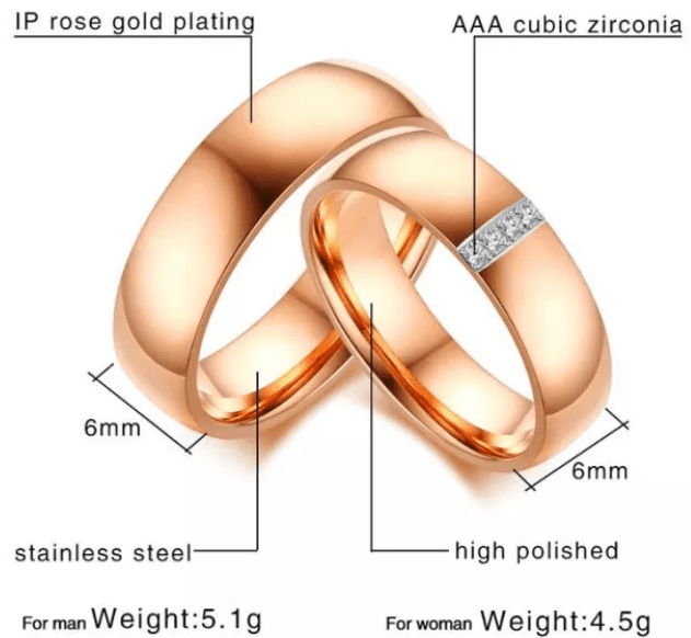 Rose Gold  Wedding Engagement Ring for Couple