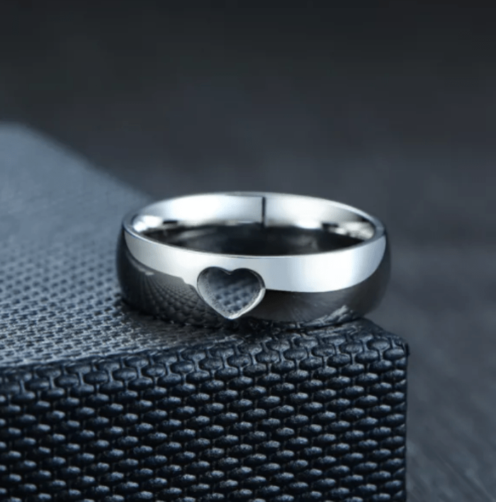 Steel Hollow Wedding Engagement Ring for Couple