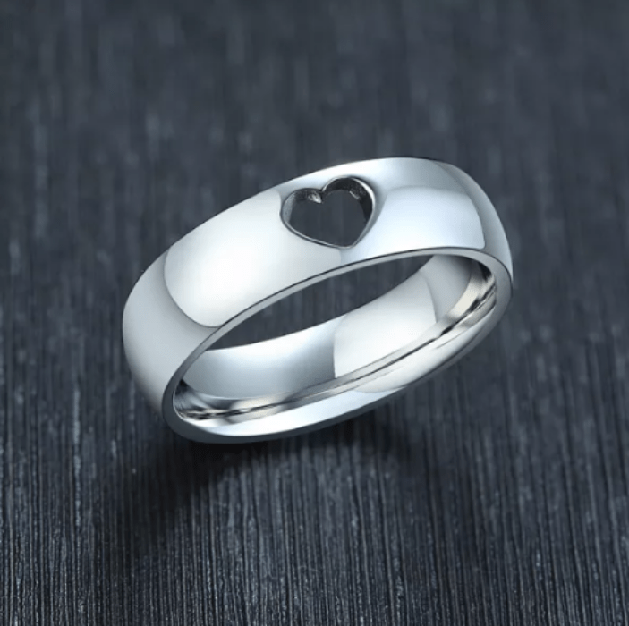 Steel Hollow Wedding Engagement Ring for Couple