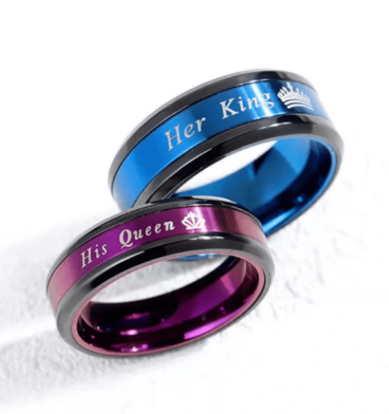 Steel Lovers Promise Her King & His Queen Wedding Engagement Ring for Couple