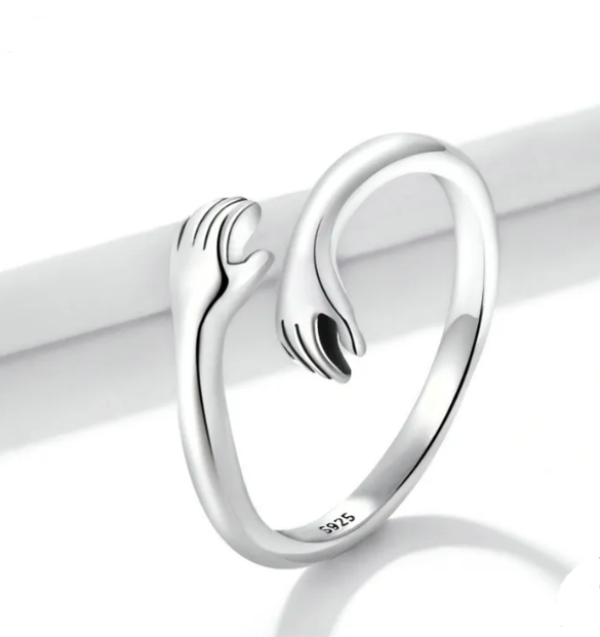 Silver Hug and Love Adjustable Ring