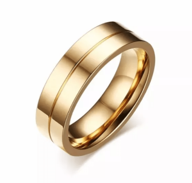 Steel IP Gold 9 CZs Wedding Engagement Ring for Couple