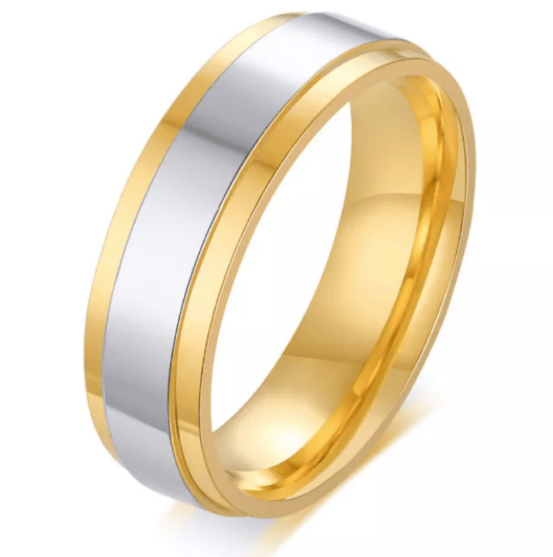 Steel Gold Matching Wedding Engagement Ring for Couple