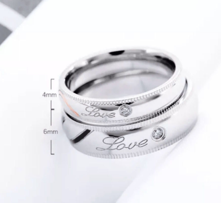 Steel Wedding Engagement Ring for Couple