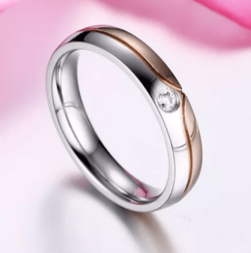 Steel Wedding Engagement Ring for Couple