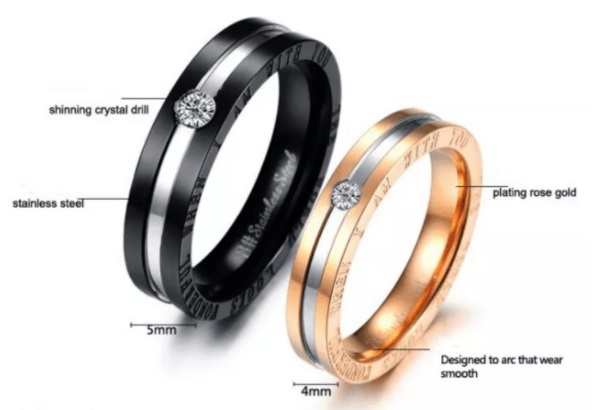 Stainless Steel Wedding Engagement Ring for Couple