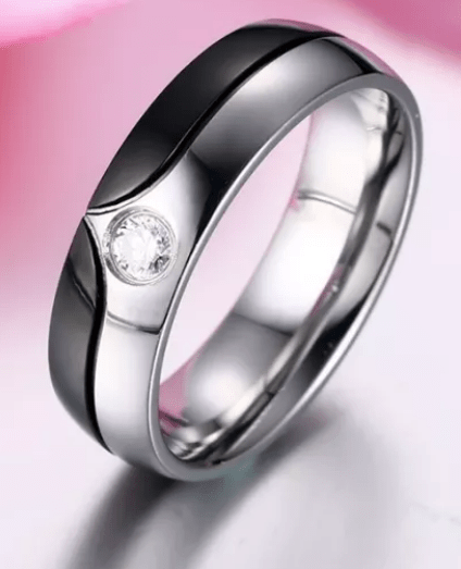 Steel Wedding Engagement Ring for Couple