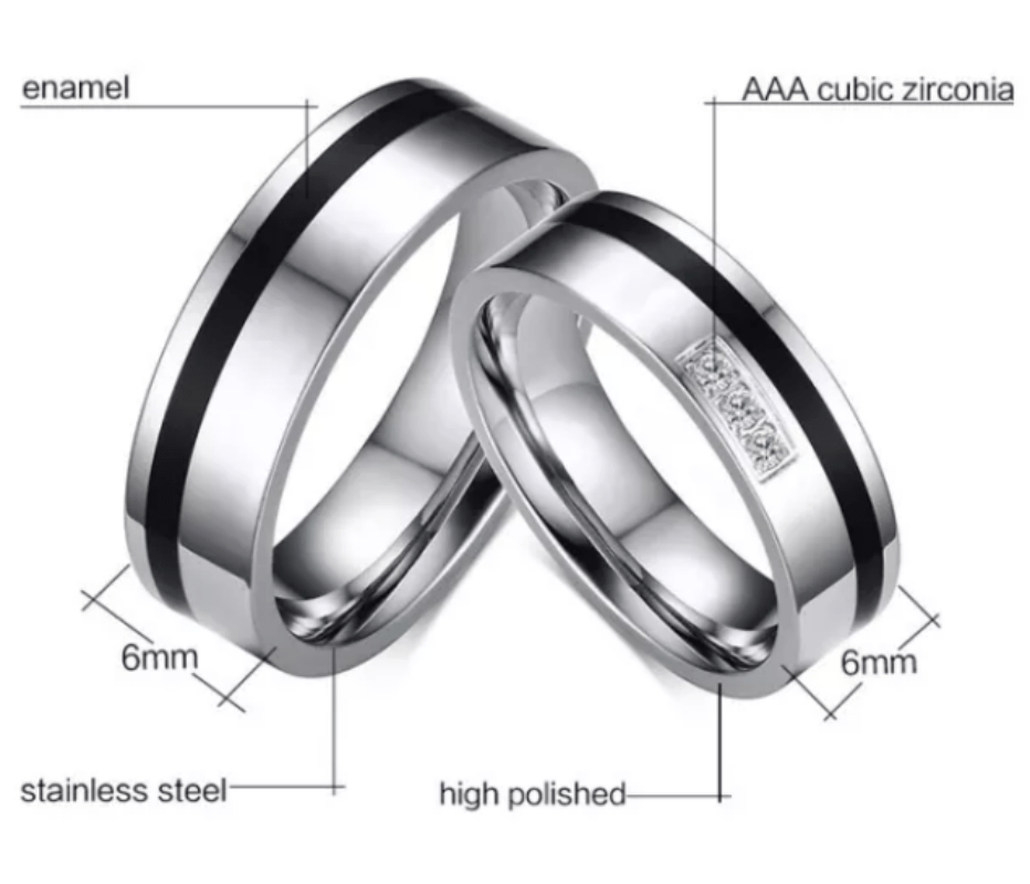 Steel Wedding Engagement Ring for Couple