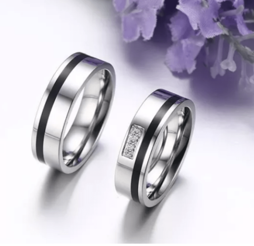 Steel Wedding Engagement Ring for Couple