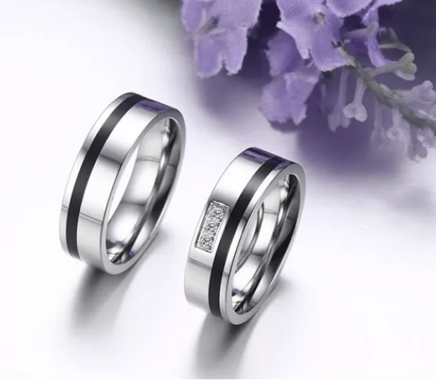 Steel Wedding Engagement Ring for Couple