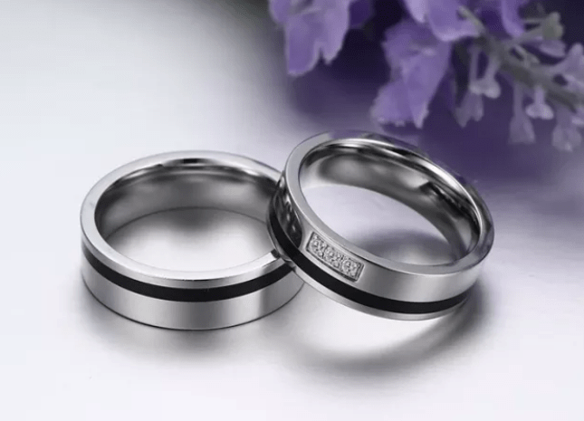 Steel Wedding Engagement Ring for Couple