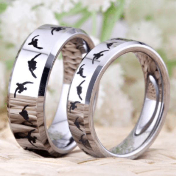 Silver Animal Engraved  Ring for Couple