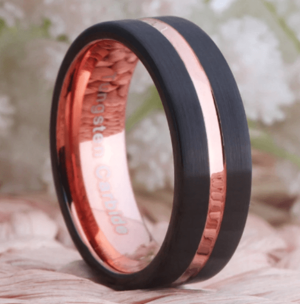 Rose Gold Black Tungsten Ring