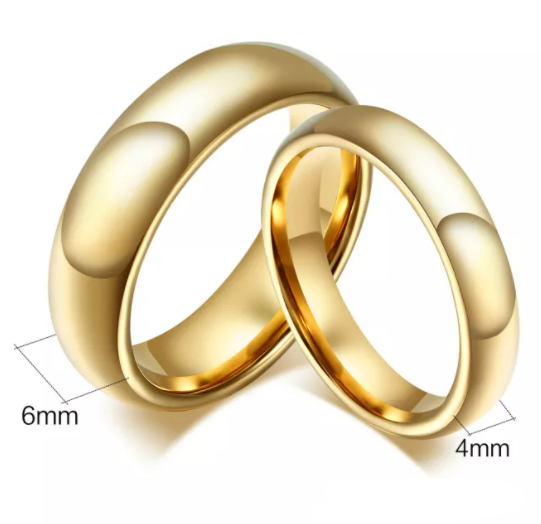 Tungsten  Gold Matching Wedding Ring for Couple