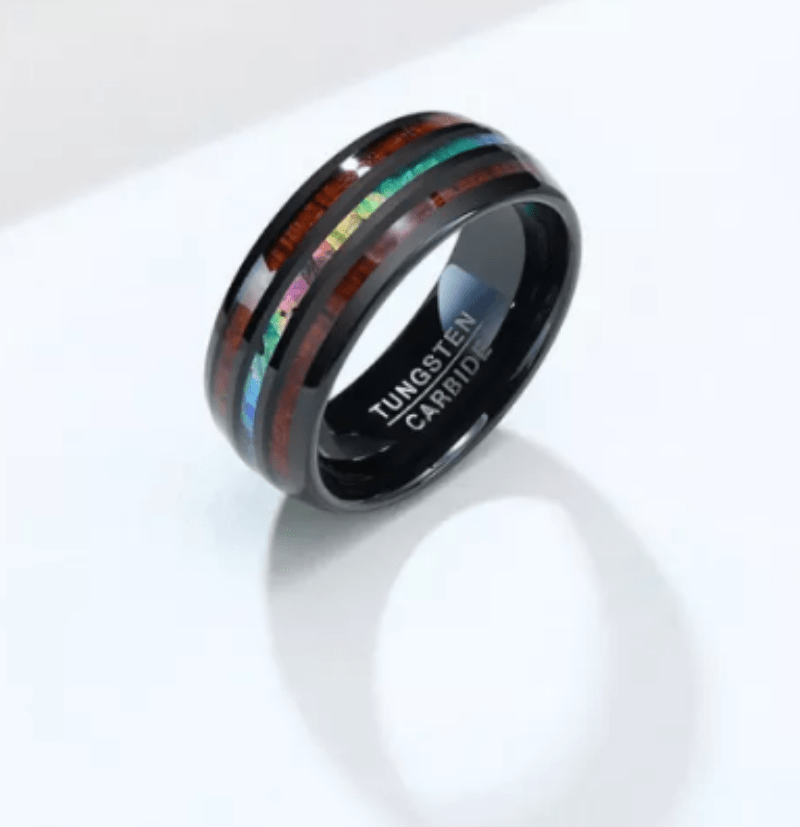 Wood & Shell Tungsten Ring