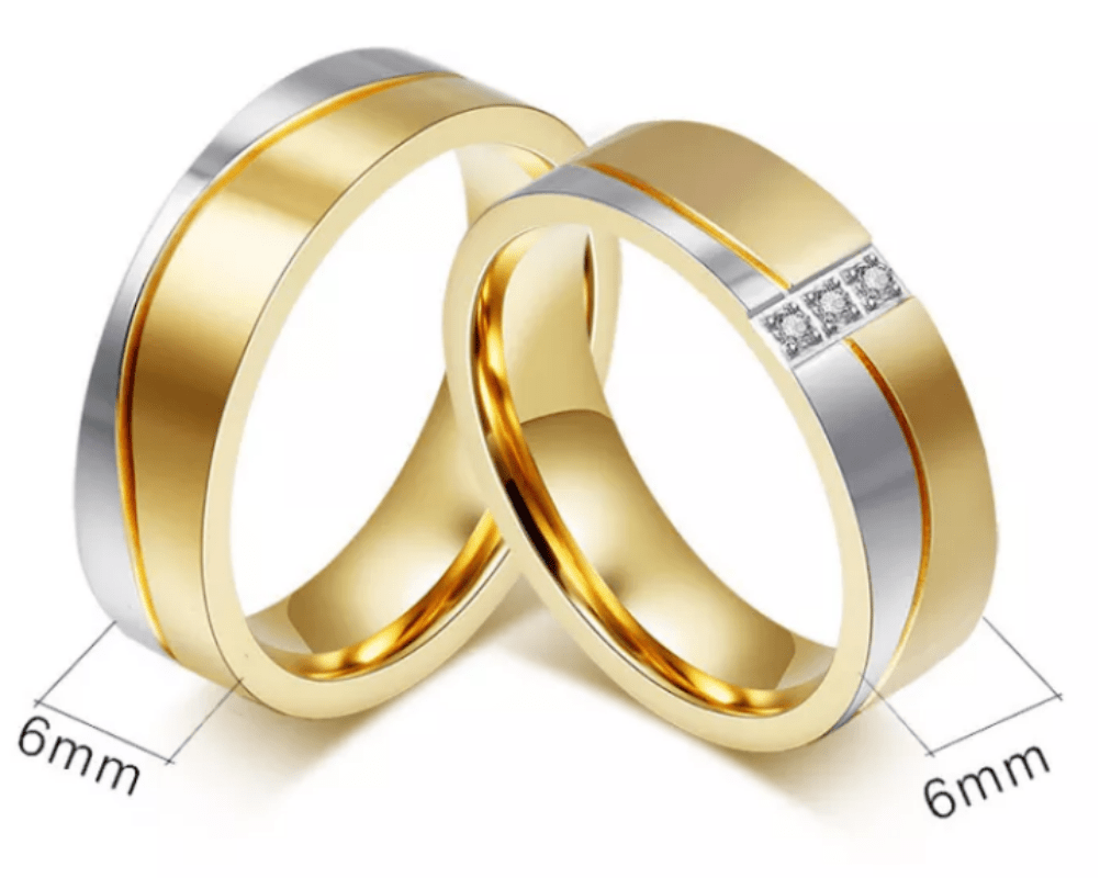 Steel Gold  Wedding Engagement Ring for Couple