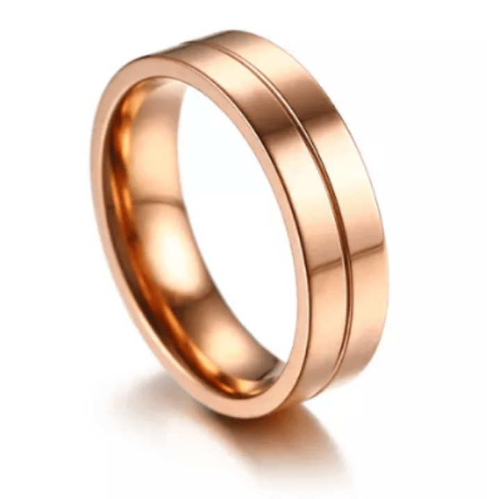 Steel Rose Gold Wedding Engagement Ring for Couple