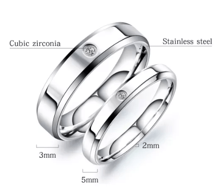 Steel Wedding Engagement Ring for Couple