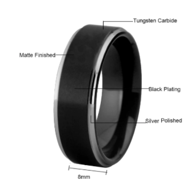 Silver Black Wedding Engagement Ring for Couple