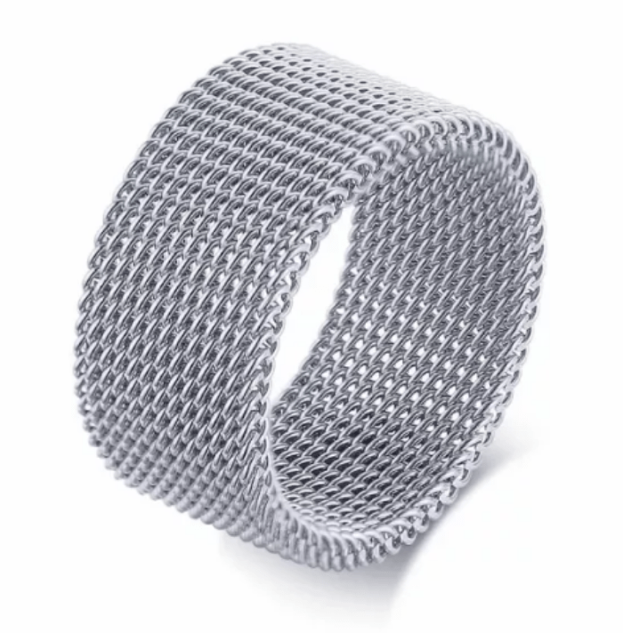 Steel Silver Wedding Bands Mesh Couple Ring