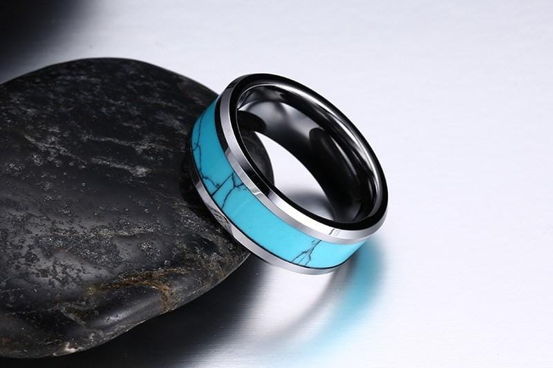Tungsten Carbide Kallaite Inlayed Rings