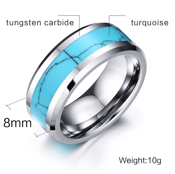 Tungsten Carbide Kallaite Inlayed Rings